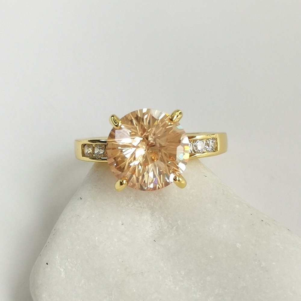 18k Gold Vermeil Imperial Topaz CZ Ring Size 7 NWT